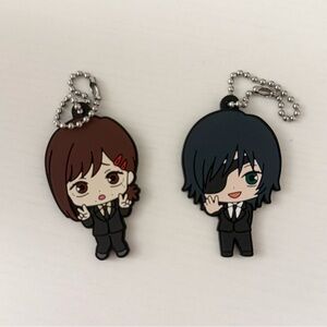 Anime official collectible chainsaw man rubber keychain set